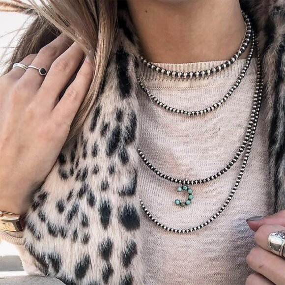 Navajo Pearl Necklace Western Jewelry for Women Turquoise Heart Bar Pendant Neck - Picture 4 of 4